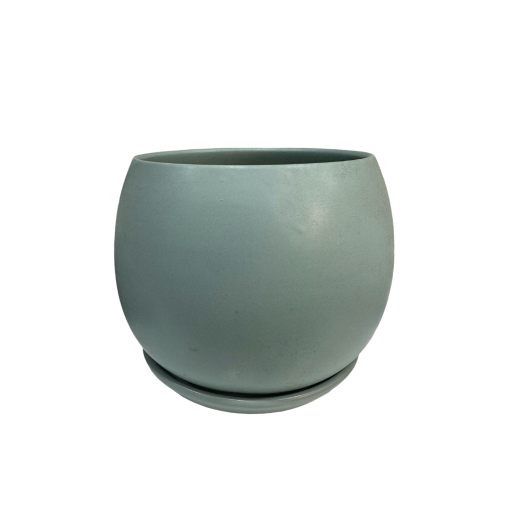 Matt Spherical Pot in Steel Blue