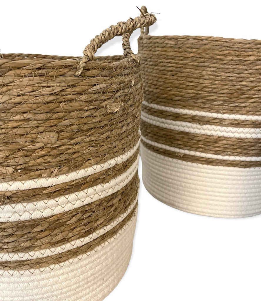 Brown & White Woven Basket