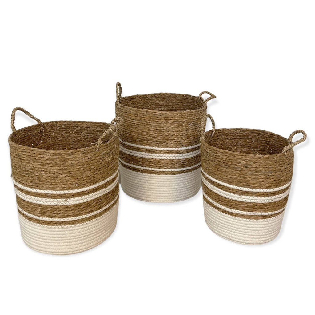 Brown & White Woven Basket