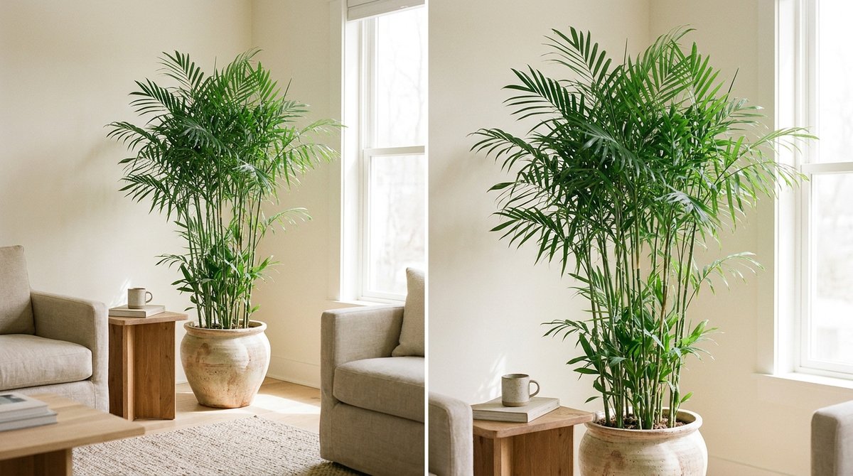 Bamboo Palm (Chamaedorea seifrizii) in a pot with bright indirect light